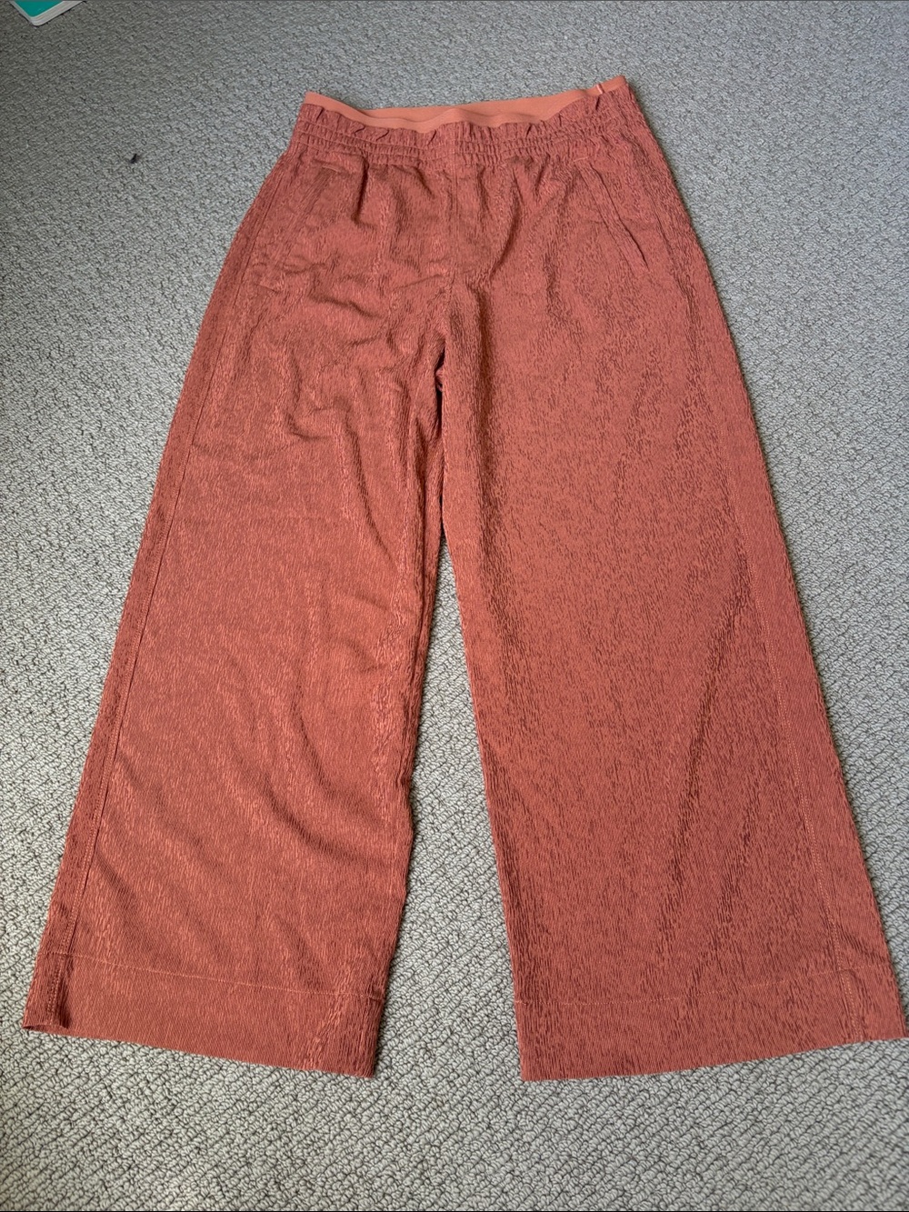 Athleta Wide-Leg Textured Pants in Rust